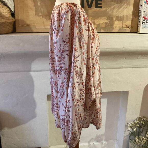 Mes Demoiselles Paris Silk Peasant Blouse – Bohemian Balloon Sleeve Top, Size T2 - Picture 5 of 8